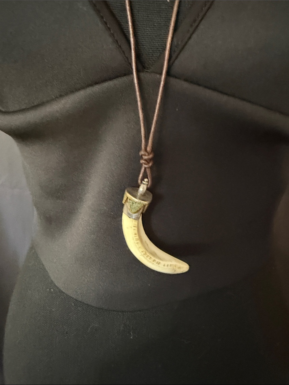 Chan Luu Brown Cord Necklace with Yellow Horn Pendant - Picture 2 of 4